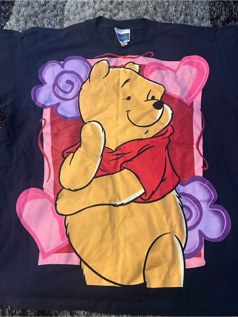 VINTAGE 90' WINNIE THE POOH DISNEY NAVY COTTON T-SHIRT 1x 24x29